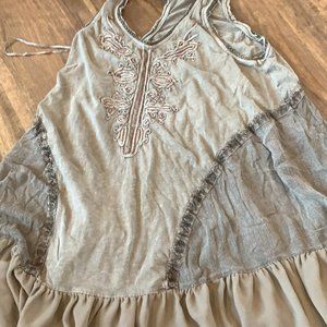 FREE PEOPLE OLIVE AND GREY WITH RED BEADING